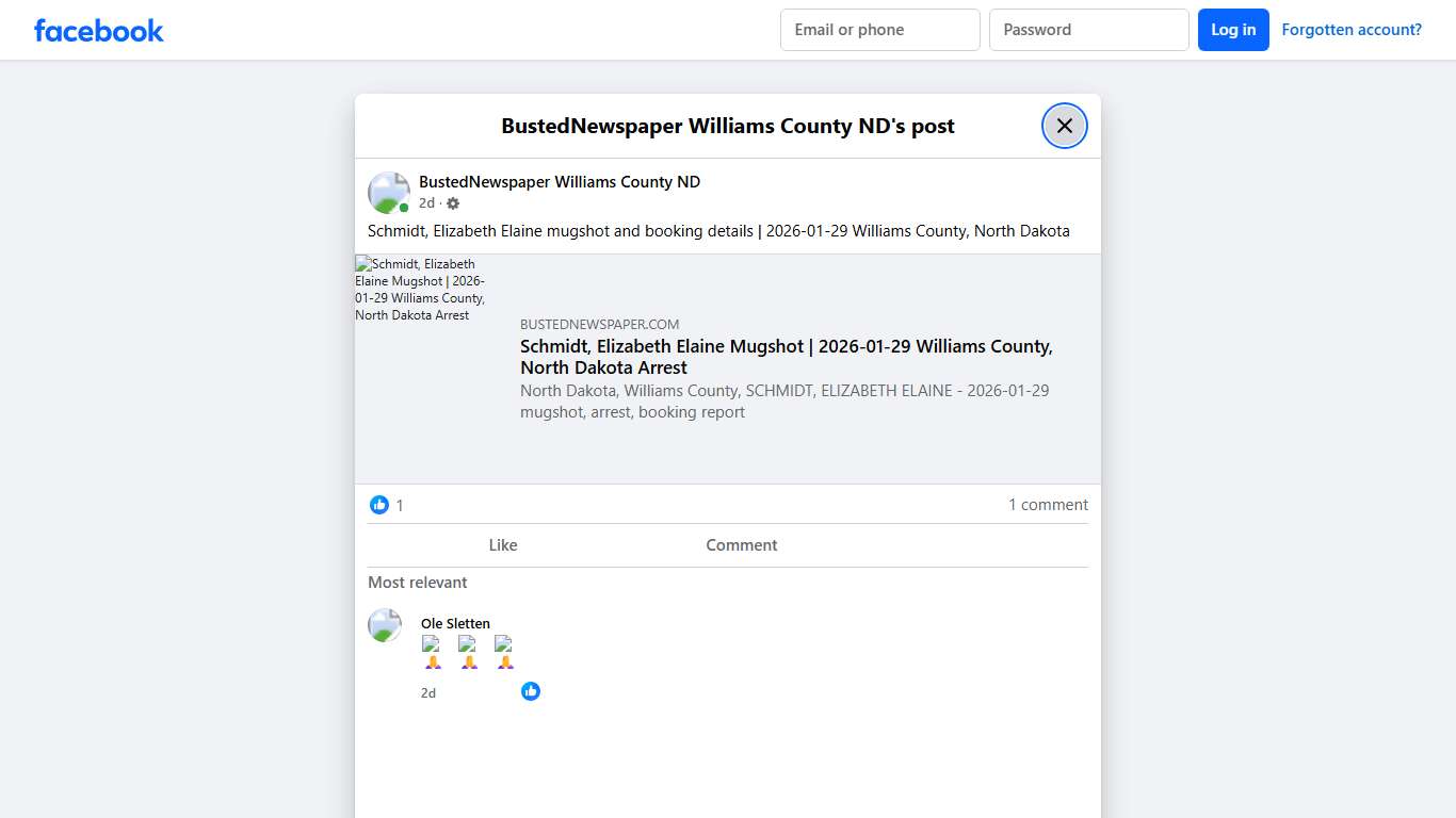 Schmidt, Elizabeth... - BustedNewspaper Williams County ND Facebook